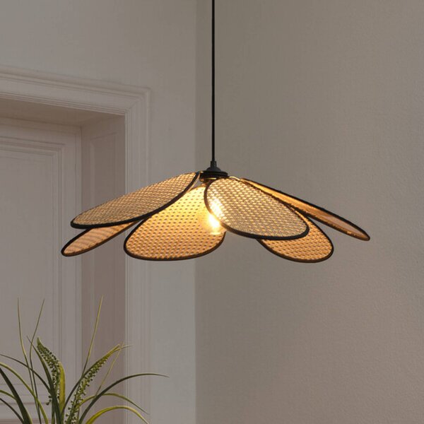 OSRAM Lampa wisząca Decor Rattan Daisy, możliwość ściemniania, kremowy / amber, salon / jadalnia, drewno, śródziemnomorski