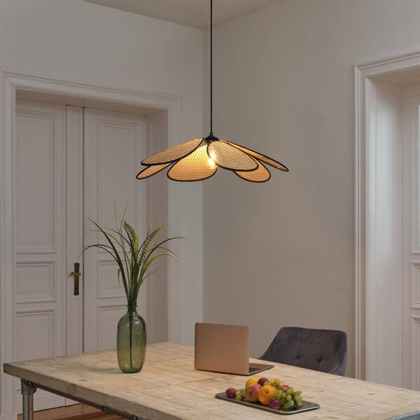 OSRAM Lampa wisząca Decor Rattan Daisy, możliwość ściemniania, kremowy / amber, salon / jadalnia, drewno, śródziemnomorski