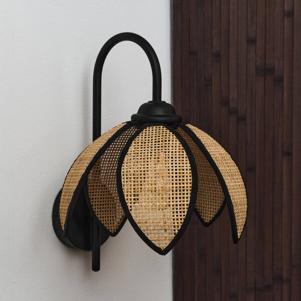 OSRAM Kinkiet Decor Rattan Lotus, możliwość ściemniania, kremowy / amber, salon / jadalnia, drewno, śródziemnomorski