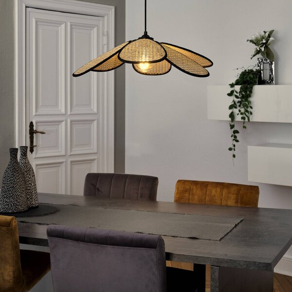 OSRAM Lampa wisząca Decor Rattan Daisy, możliwość ściemniania, kremowy / amber, salon / jadalnia, drewno, śródziemnomorski