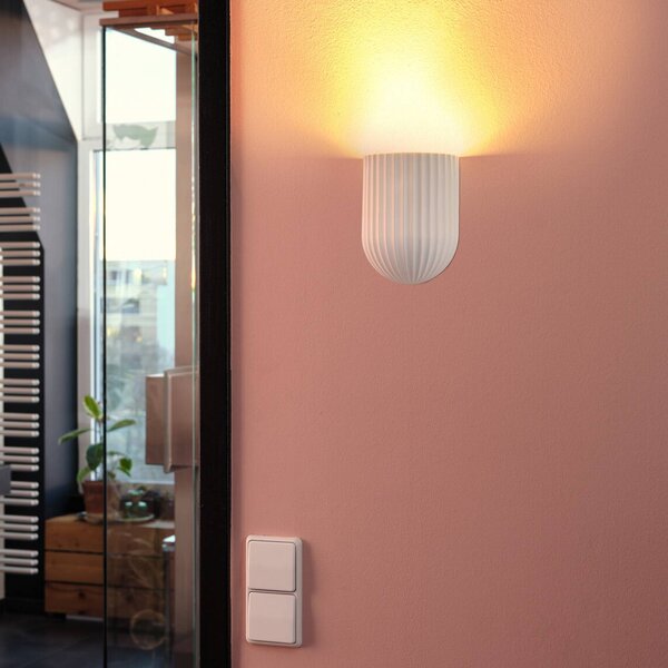 OSRAM Kinkiet Decor Plaster Routes, możliwość ściemniania, biały / opal, salon / jadalnia, gips / glina
