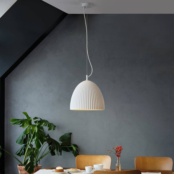 OSRAM Lampa wisząca Decor Plaster Routes Bell, możliwość ściemniania, biały / opal, salon / jadalnia, gips / glina