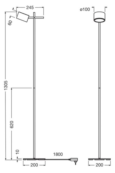 OSRAM Lampa stojąca LED Decor Kyoto, możliwość ściemniania, czarny, salon / jadalnia, aluminium, nowoczesny