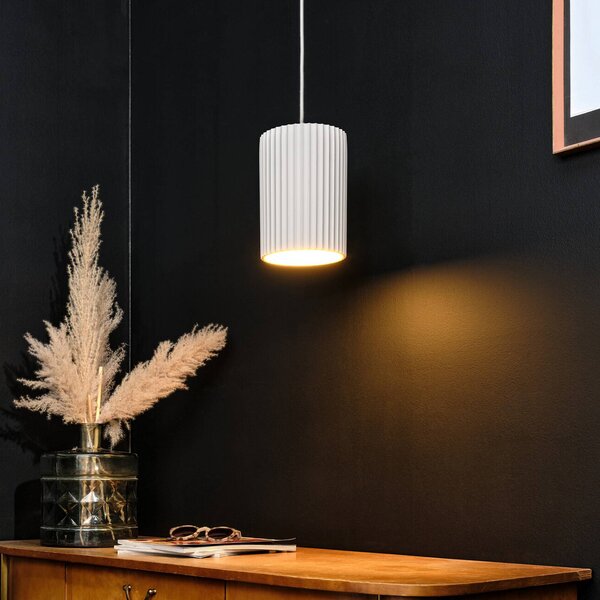 OSRAM Lampa wisząca Decor Plaster Routes Tube, możliwość ściemniania, biały / opal, salon / jadalnia, gips / glina