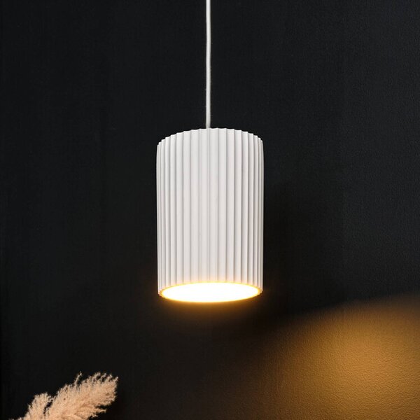 OSRAM Lampa wisząca Decor Plaster Routes Tube, możliwość ściemniania, biały / opal, salon / jadalnia, gips / glina