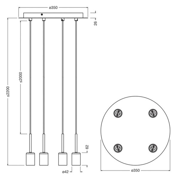 OSRAM Lampa wisząca Decor Needle Plate, możliwość ściemniania, kremowy / amber, salon / jadalnia, metal, nowoczesny