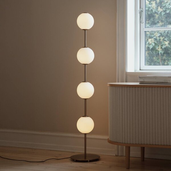 UMAGE Lampa stojąca designerska Audrey, możliwość ściemniania, mosiężny / złoty, salon / jadalnia, metal, design
