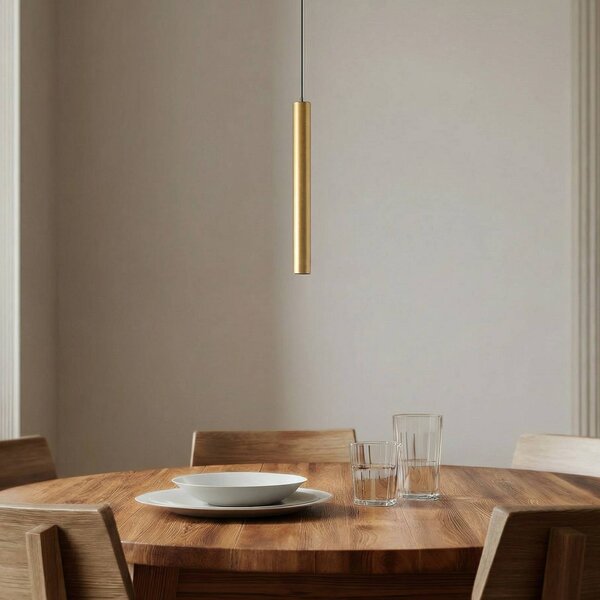 Lampa wisząca LED Lindby Lumaro, złota, 27 cm, 48 V, ściemniana Lumaro 48V Lindby, możliwość ściemniania, mosiężny / złoty, salon / jadalnia, aluminium, nowoczesny