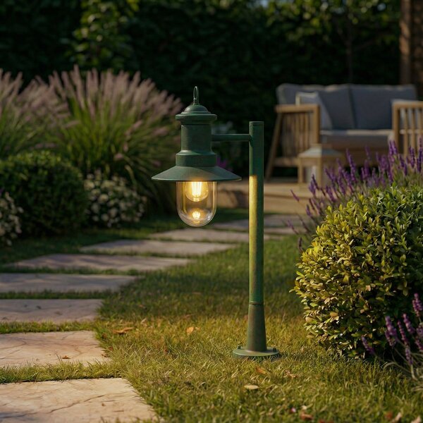 Zewnętrzna Lampa Lindby, Eloretta, ściemnialny, zielony, taras, metal, dworkowy | rustykalny