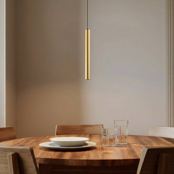 Lampa wisząca LED Lindby Lumaro, złota, 27 cm, 48 V, ściemniana Lumaro 48V Lindby, możliwość ściemniania, mosiężny / złoty, salon / jadalnia, aluminium, nowoczesny