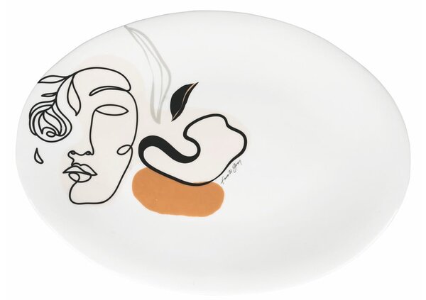 Ceramiczny talerz do serwowania VDE Tivoli 1996 Face to Grey, 38 x 27,5 cm