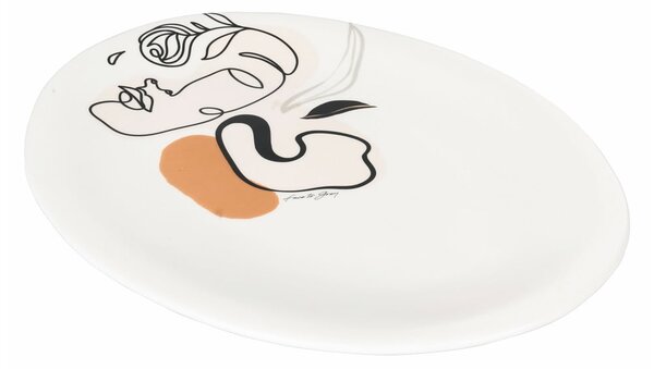 Ceramiczny talerz do serwowania VDE Tivoli 1996 Face to Grey, 38 x 27,5 cm