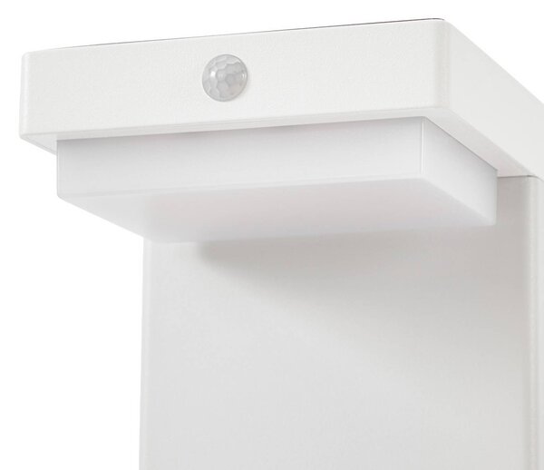 Lindby LED-słupek oświetleniowy solarny Eleazar, biały, aluminium, czujnik Eleazar Lindby, możliwość ściemniania, biały / opal, aluminium