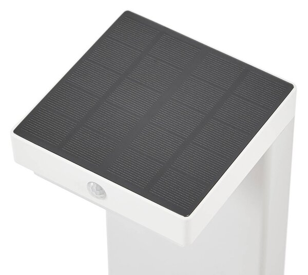 Lindby LED-słupek oświetleniowy solarny Eleazar, biały, aluminium, czujnik Eleazar Lindby, możliwość ściemniania, biały / opal, aluminium