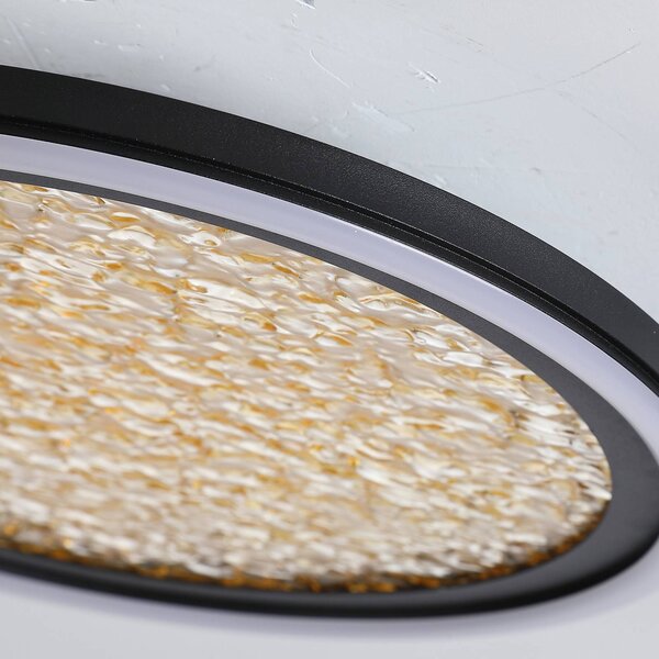 Searchlight Lampa sufitowa LED Luna, możliwość ściemniania, czarny, salon / jadalnia, metal