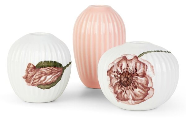 Zestaw 3 miniaturowych porcelanowych wazonów Kähler Design Hammershøi Poppy
