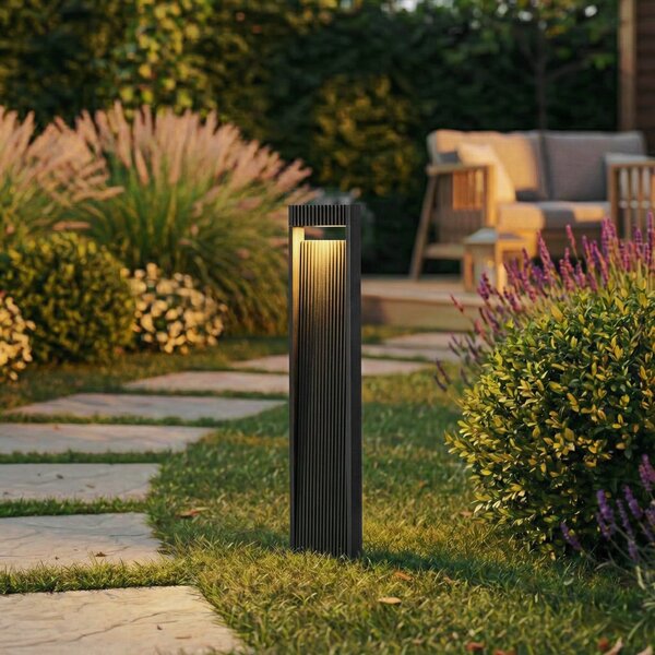 Zewnętrzna Lampa Lucande, Tavion, czarny, taras, aluminium, nowoczesny