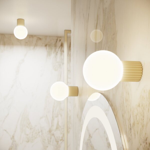 Lampa Ścienna SOLLUX LIGHTING, ORBI, ściemnialny, beżowy, łazienka, aluminium