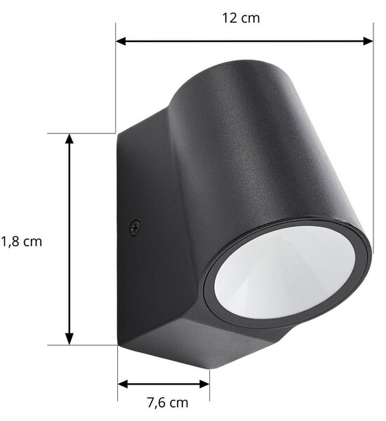 Kinkiet zewnętrzny LED Illuvia Lindby, czarny, aluminium, nowoczesny