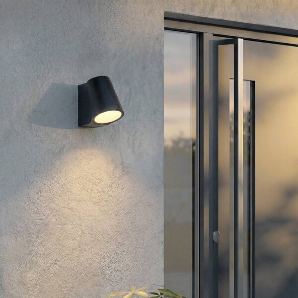 Kinkiet zewnętrzny LED Illuvia Lindby, czarny, aluminium, nowoczesny