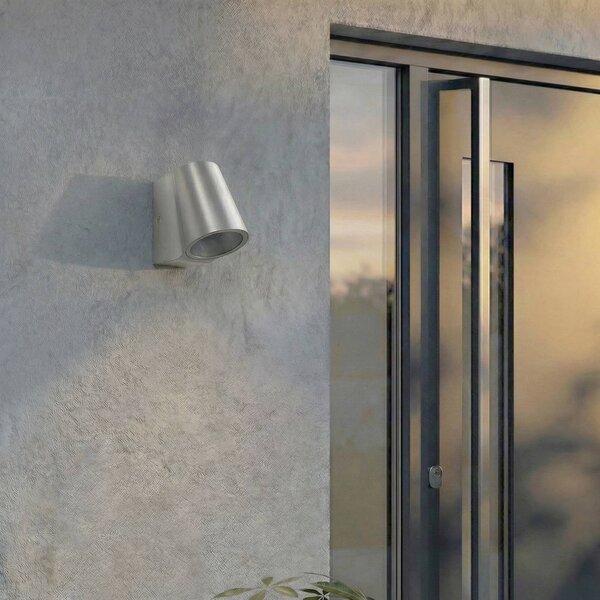 Kinkiet zewnętrzny LED Illuvia Lindby, aluminiowy / szary / cynkowy, aluminium, nowoczesny