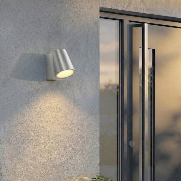 Kinkiet zewnętrzny LED Illuvia Lindby, aluminiowy / szary / cynkowy, aluminium, nowoczesny