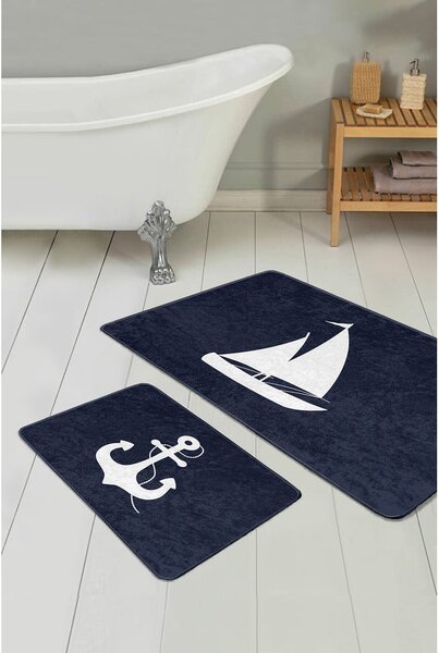 Ciemnoniebieskie dywaniki łazienkowe zestaw 2 szt. 60x100 cm – Mila Home