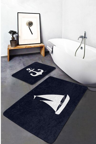 Ciemnoniebieskie dywaniki łazienkowe zestaw 2 szt. 60x100 cm – Mila Home