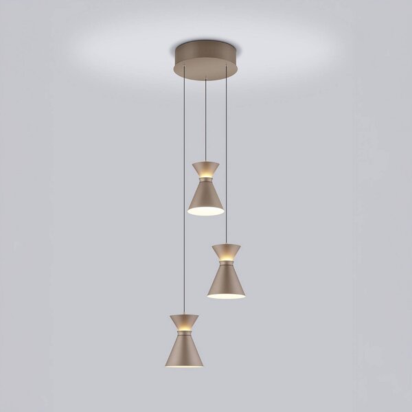 Helestra Lampa wisząca LUK, możliwość ściemniania, brązowy / rdzawy, kuchnia, aluminium