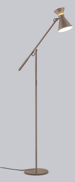 Helestra Lampa stojąca LED LUK, możliwość ściemniania, brązowy / rdzawy, biuro, aluminium