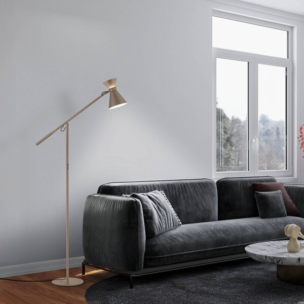 Helestra Lampa stojąca LED LUK, możliwość ściemniania, brązowy / rdzawy, biuro, aluminium