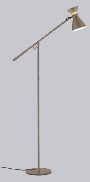 Helestra Lampa stojąca LED LUK, możliwość ściemniania, brązowy / rdzawy, biuro, aluminium