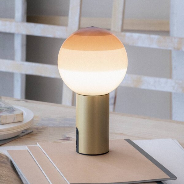 MARSET Lampa stołowa design Dipping Light, możliwość ściemniania, kremowy / amber, salon / jadalnia, szkło, design