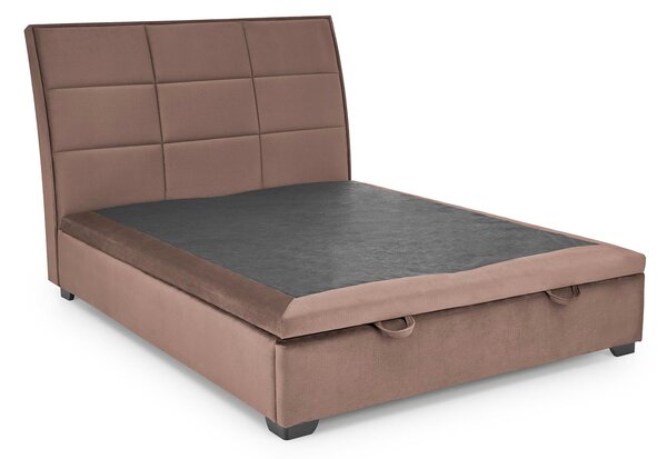Beżowe welurowe łóżko z pikowanym zagłówkiem 160x200 cm - Ebro 4X