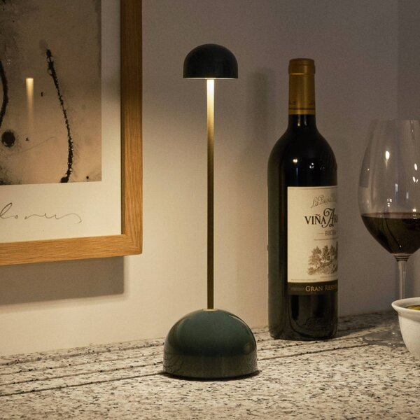 MARSET Lampa stołowa LED Sips, zielono-złota, 31 cm, stal możliwość ściemniania, mosiężny / złoty, metal, design