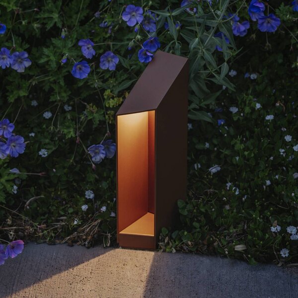 MARSET Lampa ogrodowa stojąca Domus, możliwość ściemniania, brązowy / rdzawy, aluminium, design