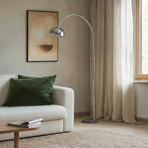 Lampa łukowa - lampa stojąca Tonka Lindby, chromowy / srebrny, salon / jadalnia, metal, nowoczesny