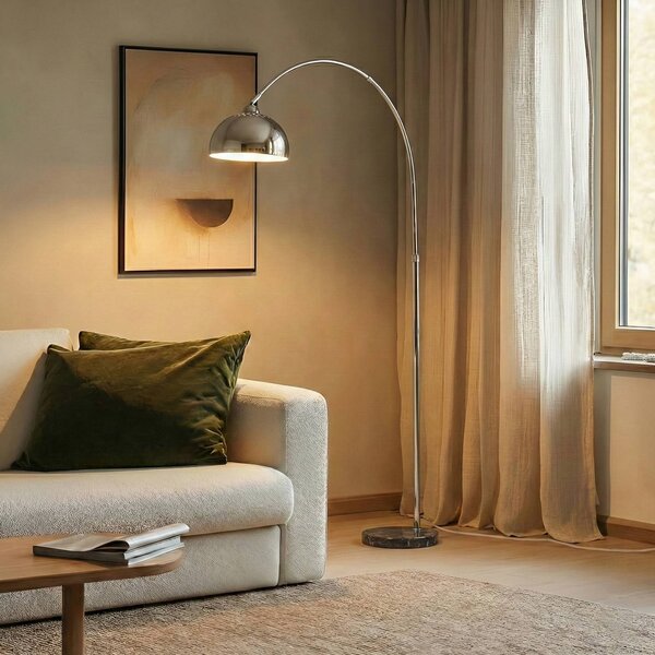 Lampa łukowa - lampa stojąca Tonka Lindby, chromowy / srebrny, salon / jadalnia, metal, nowoczesny