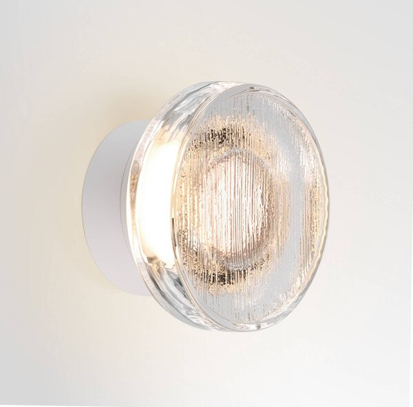 MARSET Kinkiet zewnętrzny LED Roc, możliwość ściemniania, biały / opal, aluminium, design