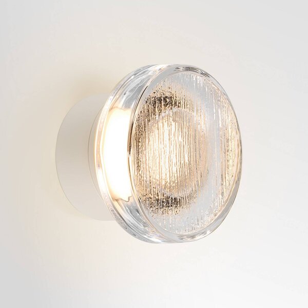 MARSET Kinkiet zewnętrzny LED Roc, możliwość ściemniania, biały / opal, aluminium, design