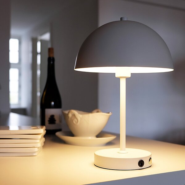 Lampa Stołowa Dyberg Larsen, Stockholm, ściemnialny, biały, salon, metal, skandynawski