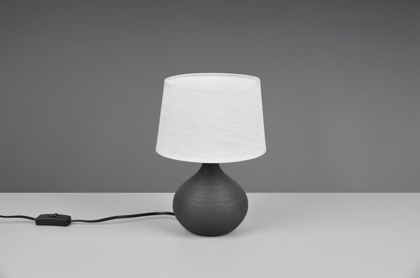 Ciemnobrązowa lampa stołowa z ceramiki i tkaniny Reality Martin, wys. 29 cm