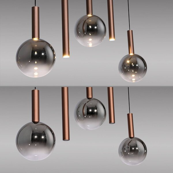 Paul Neuhaus Lampa wisząca Bowl, możliwość ściemniania, brązowy / rdzawy, salon / jadalnia, szkło, nowoczesny