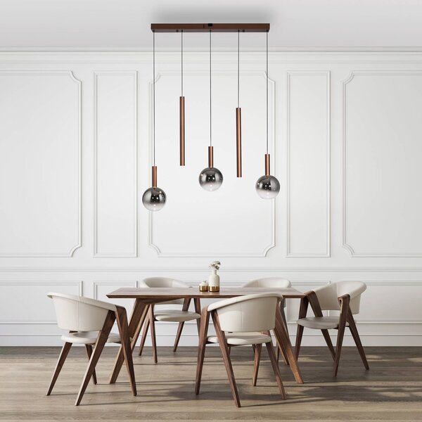 Paul Neuhaus Lampa wisząca Bowl, możliwość ściemniania, brązowy / rdzawy, salon / jadalnia, szkło, nowoczesny