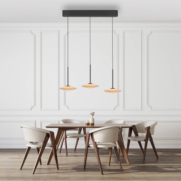 Paul Neuhaus Lampa wisząca Elipsa, możliwość ściemniania, czarny, salon / jadalnia, szkło