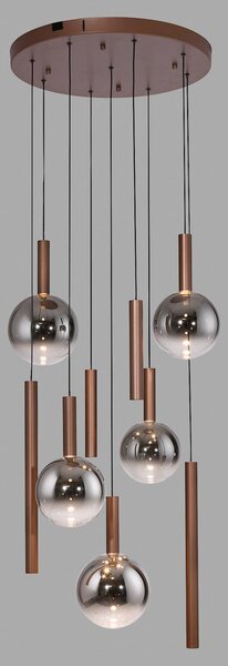 Paul Neuhaus Lampa wisząca Bowl, możliwość ściemniania, brązowy / rdzawy, salon / jadalnia, szkło, nowoczesny