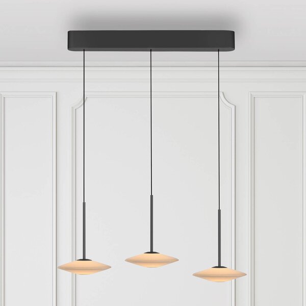 Paul Neuhaus Lampa wisząca Elipsa, możliwość ściemniania, czarny, salon / jadalnia, szkło