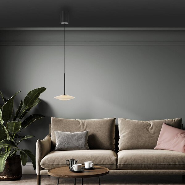 Paul Neuhaus Lampa wisząca Elipsa, możliwość ściemniania, czarny, salon / jadalnia, szkło