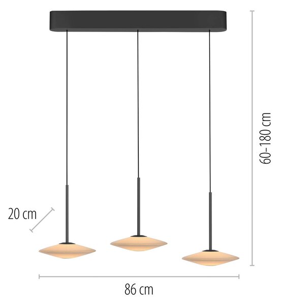 Paul Neuhaus Lampa wisząca Elipsa, możliwość ściemniania, czarny, salon / jadalnia, szkło