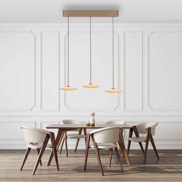 Paul Neuhaus Lampa wisząca Elipsa, możliwość ściemniania, brązowy / mosiężny, salon / jadalnia, szkło